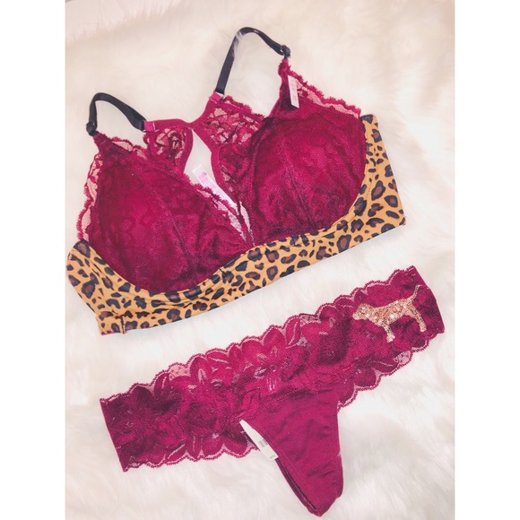 PINK Victoria's Secret Other - PINK Victoria’s Secret Burgundy Leopard Set✨XSMALL